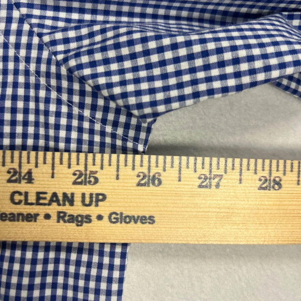 IZOD Mens Gingham Check Non Iron Stretch Button‎ Down Shirt XL Preppy